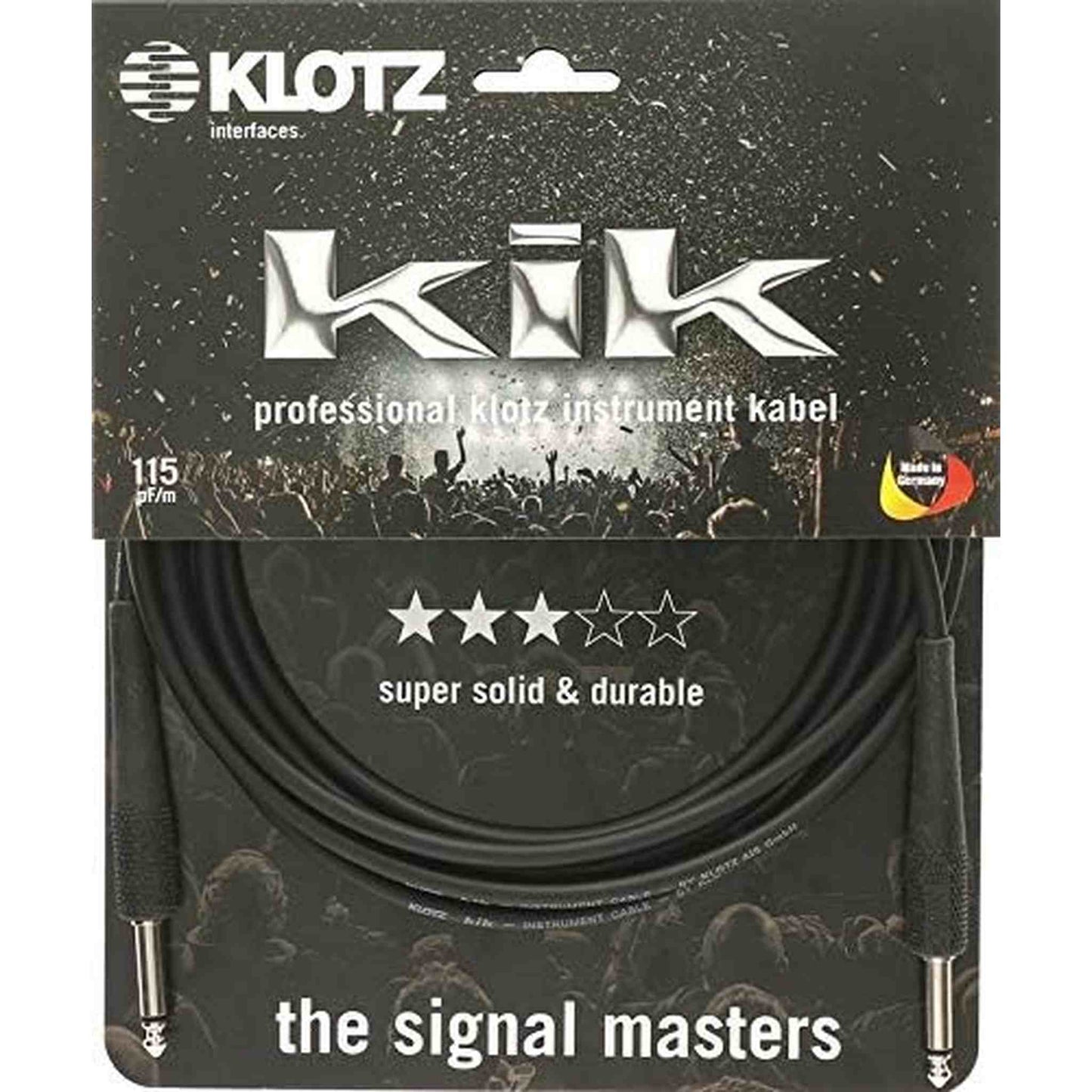 KLOTZ KIK 6M INSTRUMENT CABLE - BLACK - Joondalup Music Centre