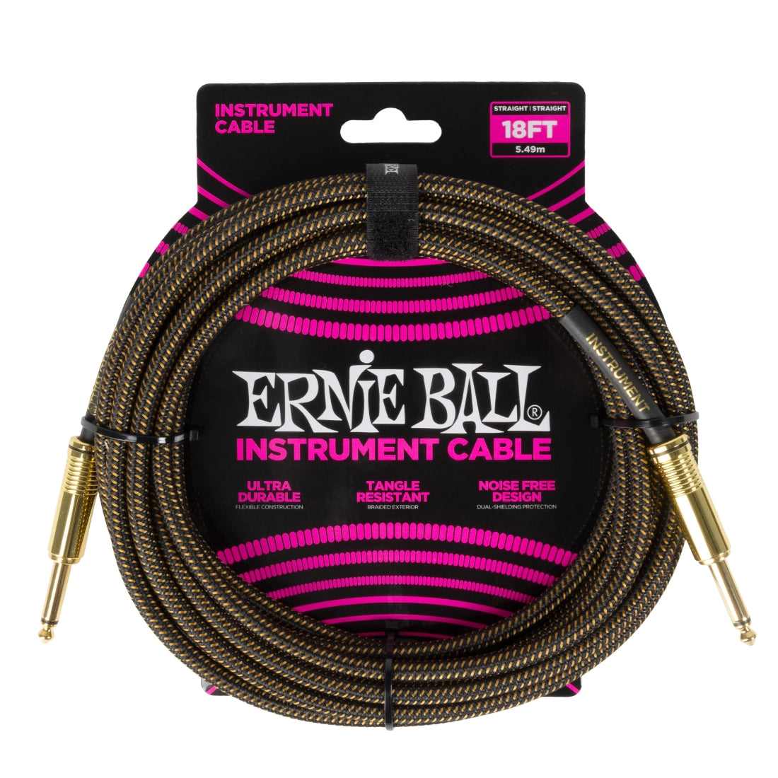 Ernie Ball 18ft Braided Instrument Cable - Pay Dirt - Joondalup Music Centre