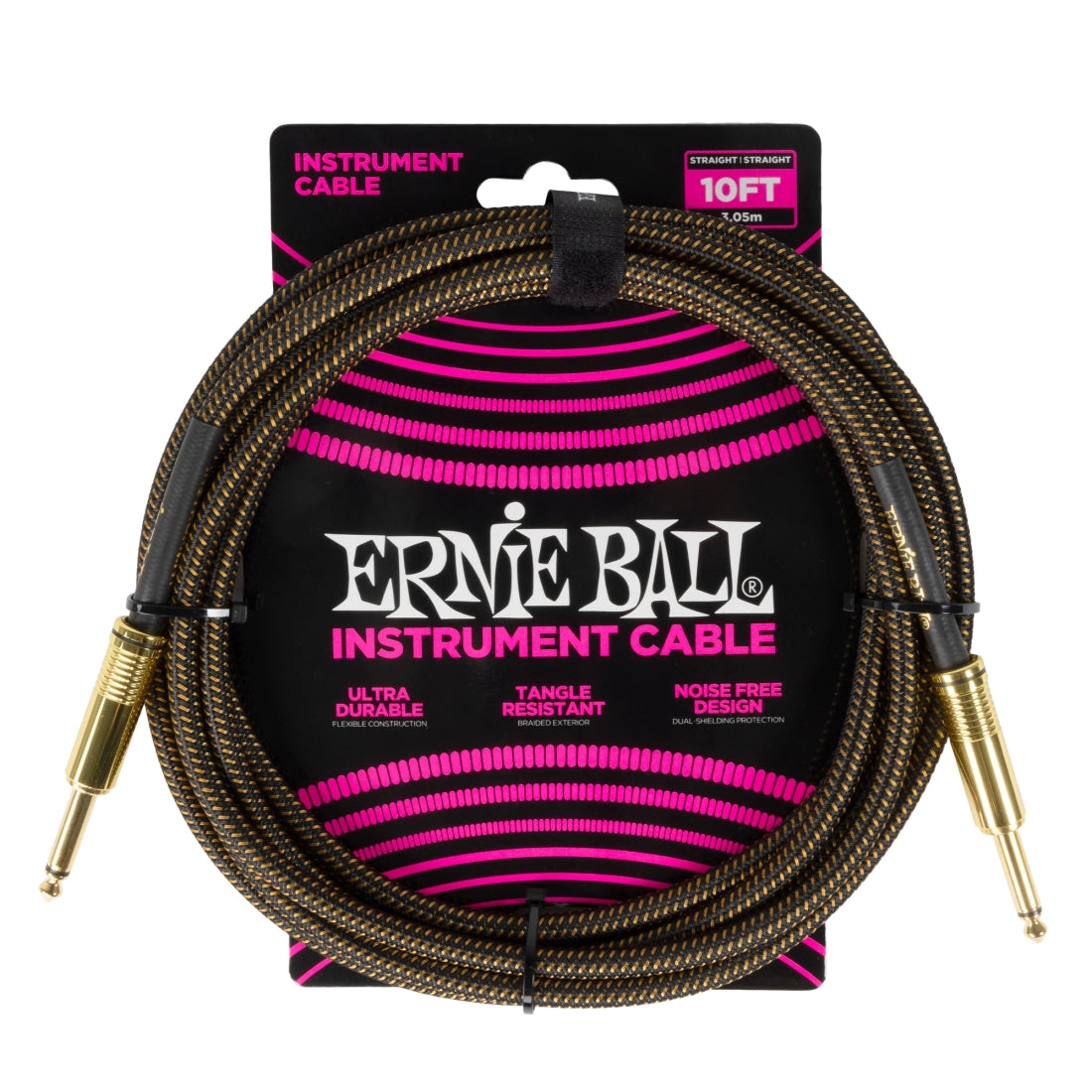 Ernie Ball 10ft Braided Instrument Cable - Pay Dirt - Joondalup Music Centre