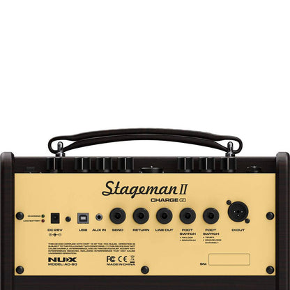 NU-X Stageman II Charge, 80W Battery Powered Acoustic Guitar Amplifier With Digital Fx - Joondalup Music Centre