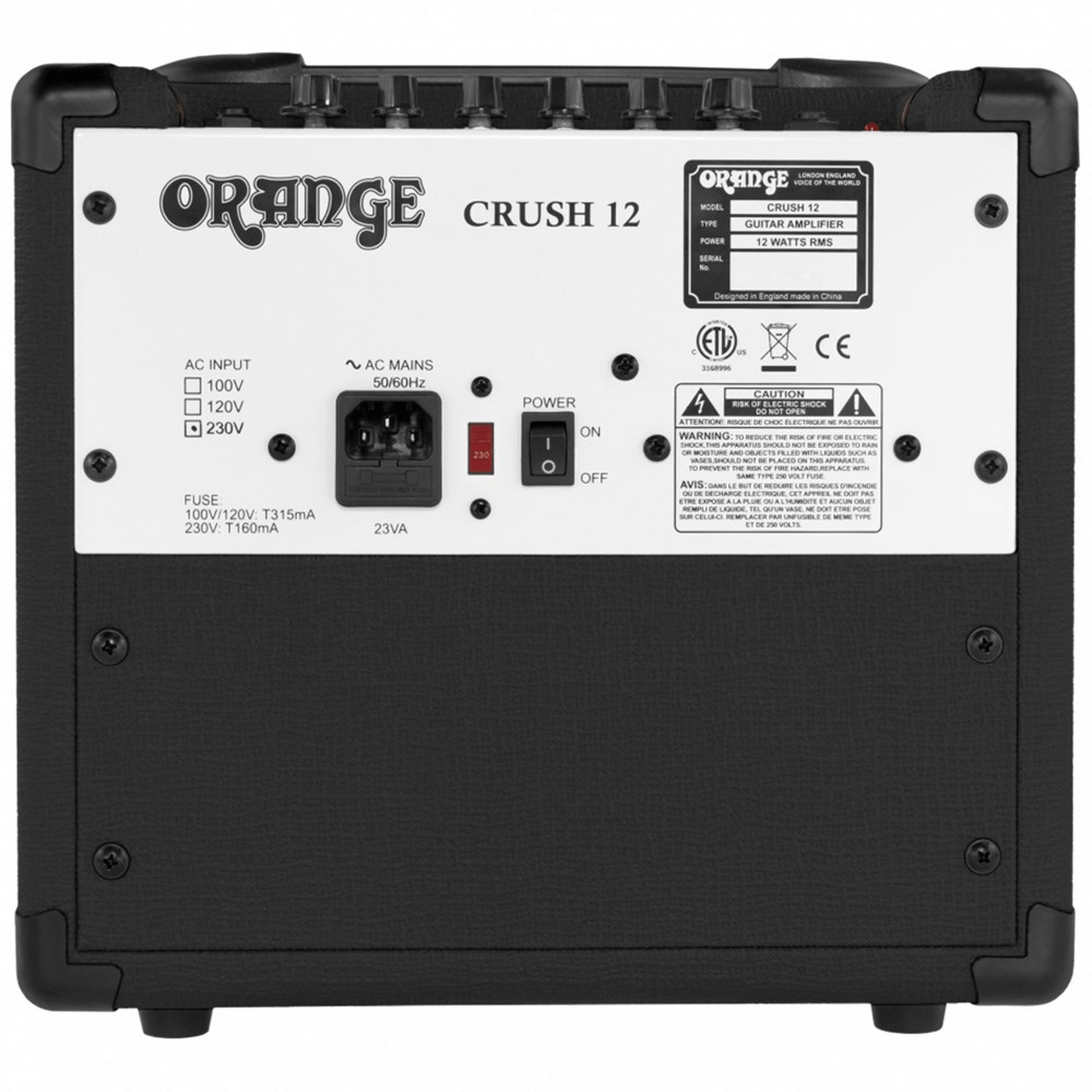 ORANGE CRUSH 12 GUITAR AMPLIFIER - BLACK - Joondalup Music Centre