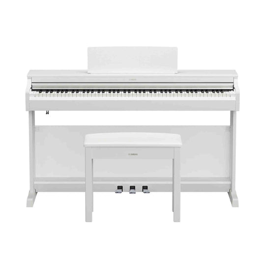 Yamaha YDP-166 ARIUS Series Digital Piano - White front with bench