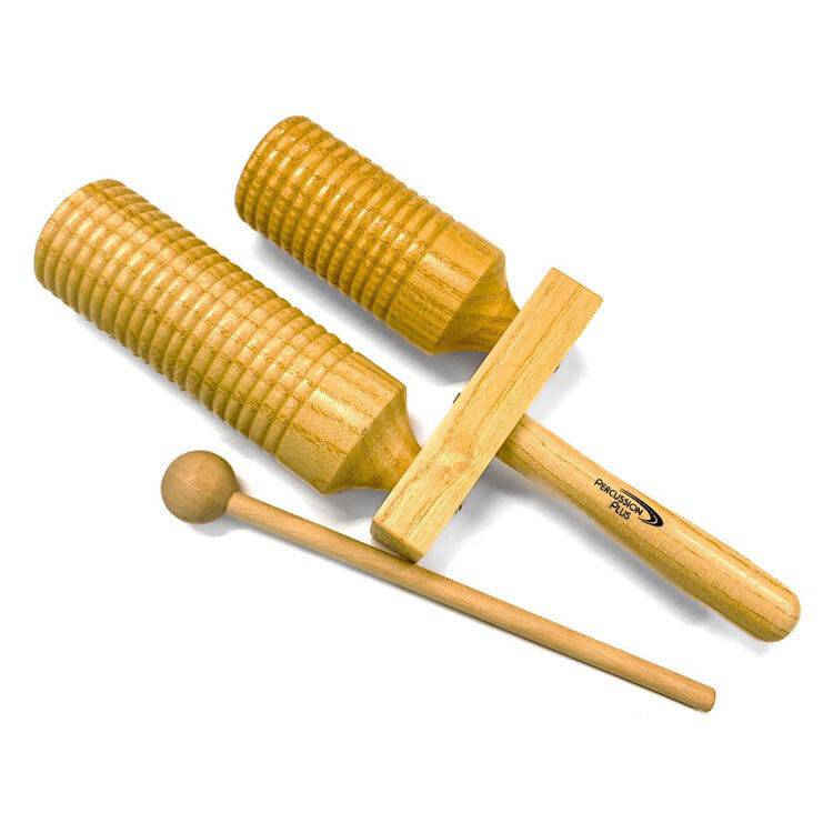 Percussion Plus Wooden Double Agogo with Beater - Joondalup Music Centre