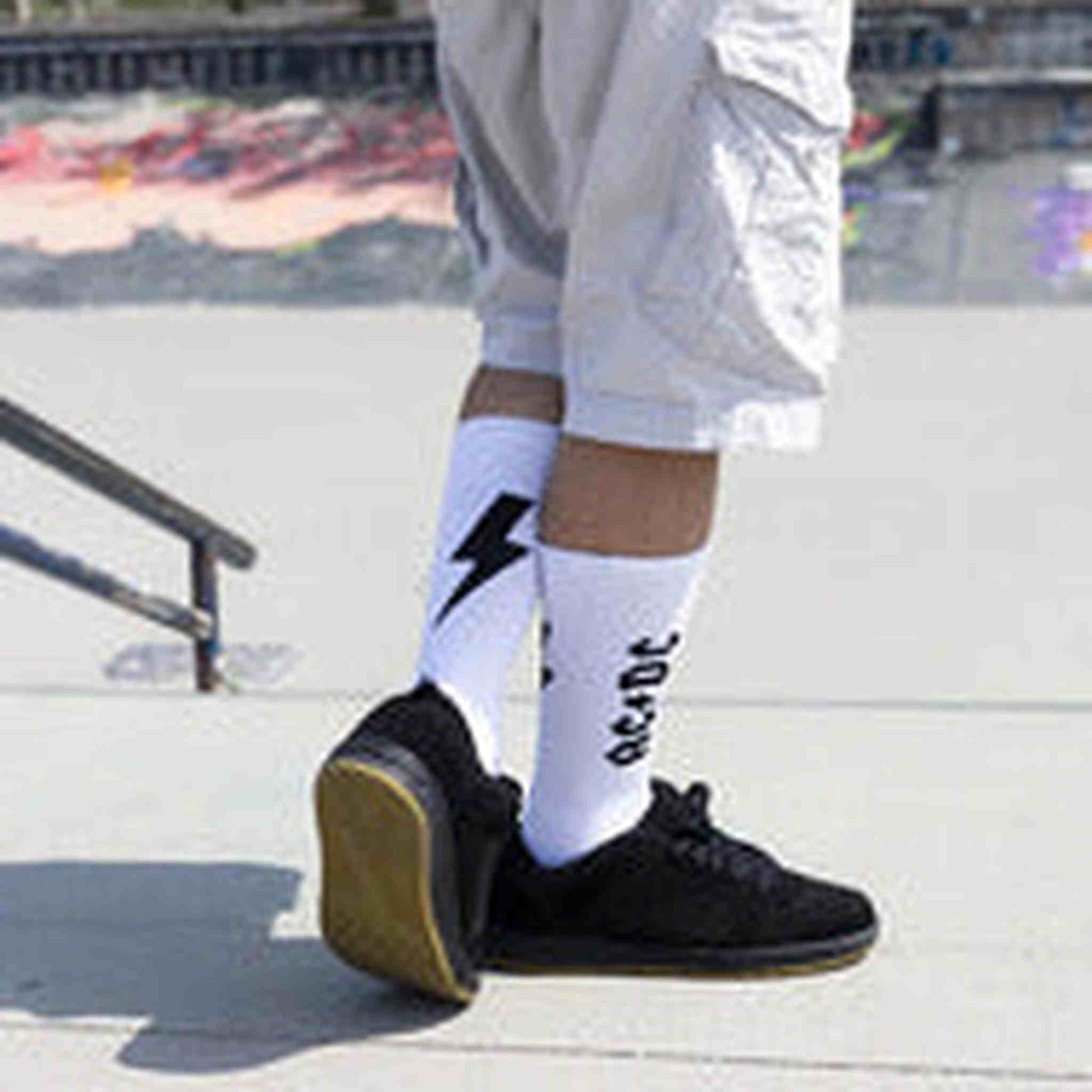 AD/DC Socks - Lightening Strikes - Large - White - Joondalup Music Centre