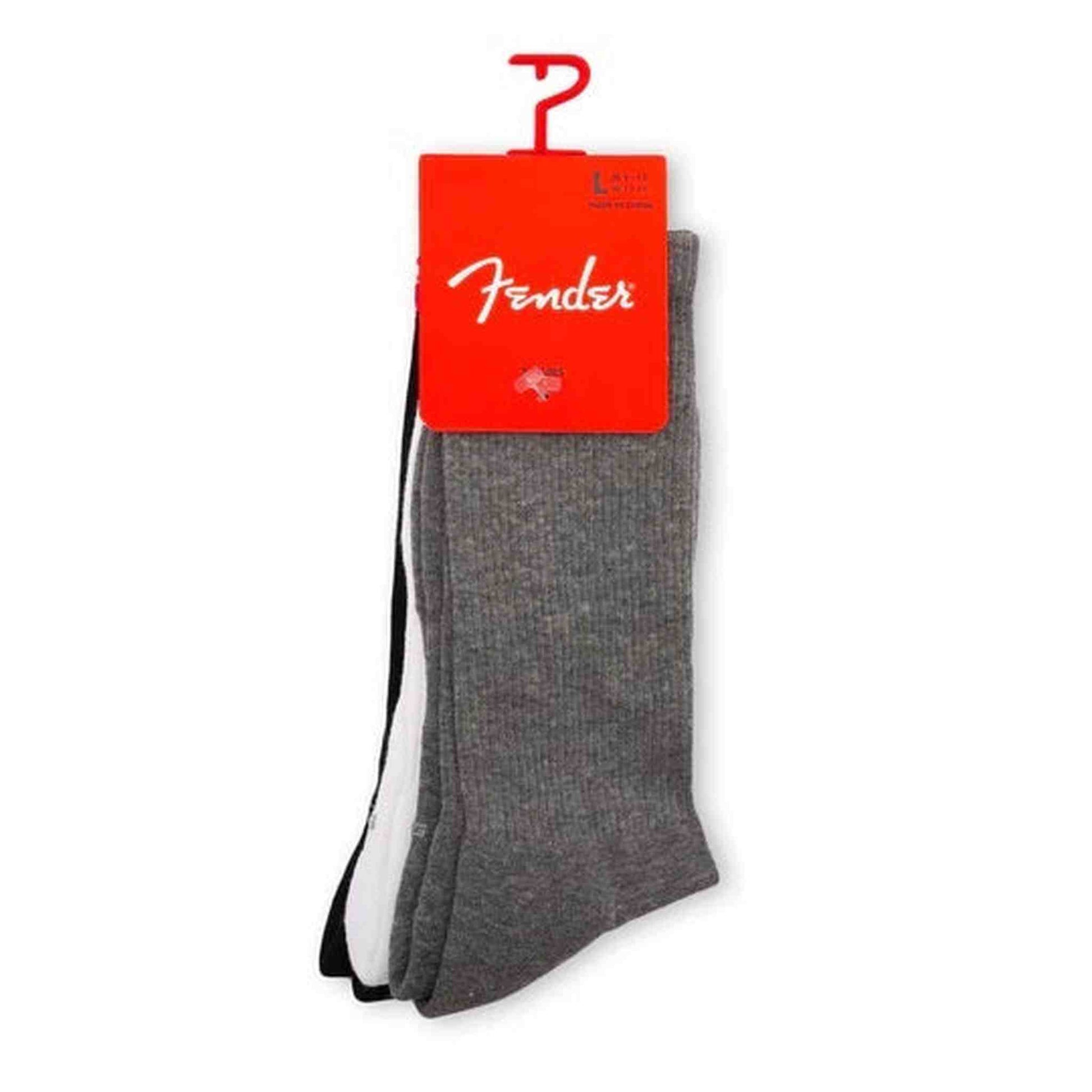 Fender Socks - Back Tab - Large - Charcoal - 3pk - Joondalup Music Centre