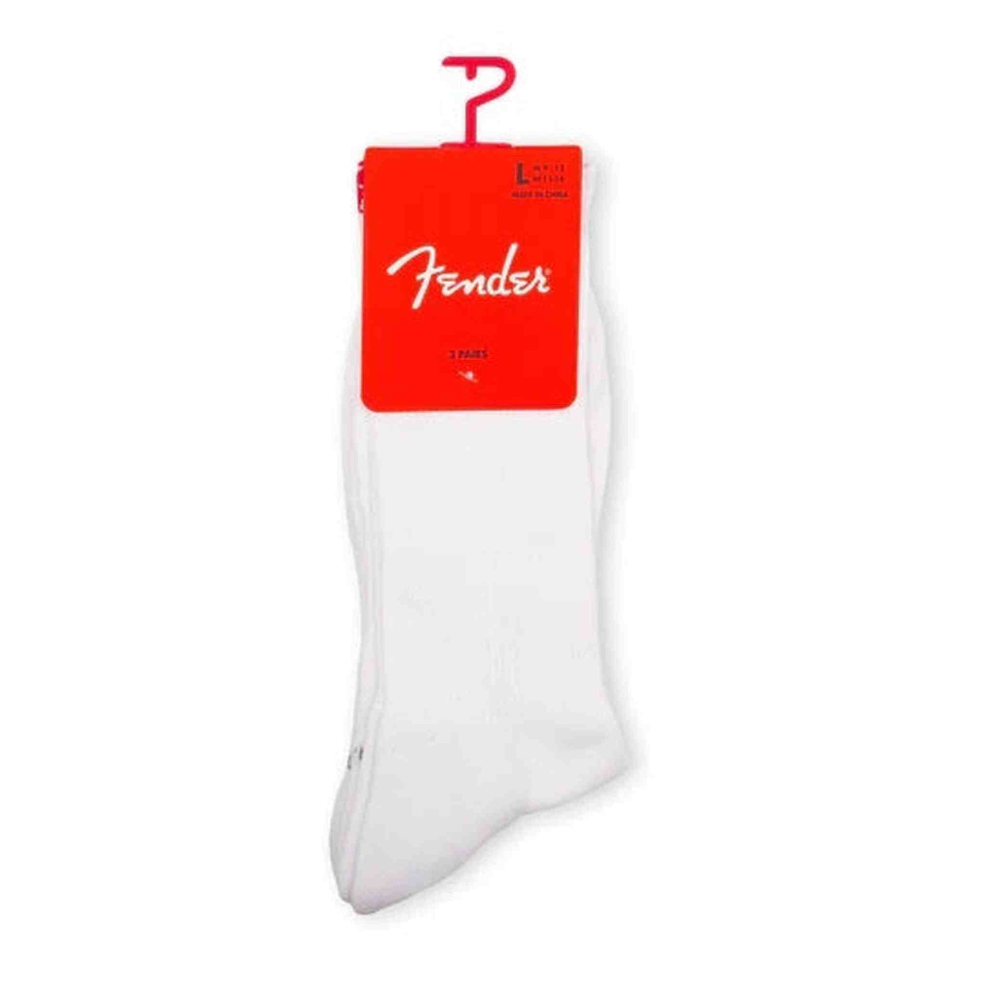 Fender Socks - Back Tab - Large - White - 3pk - Joondalup Music Centre