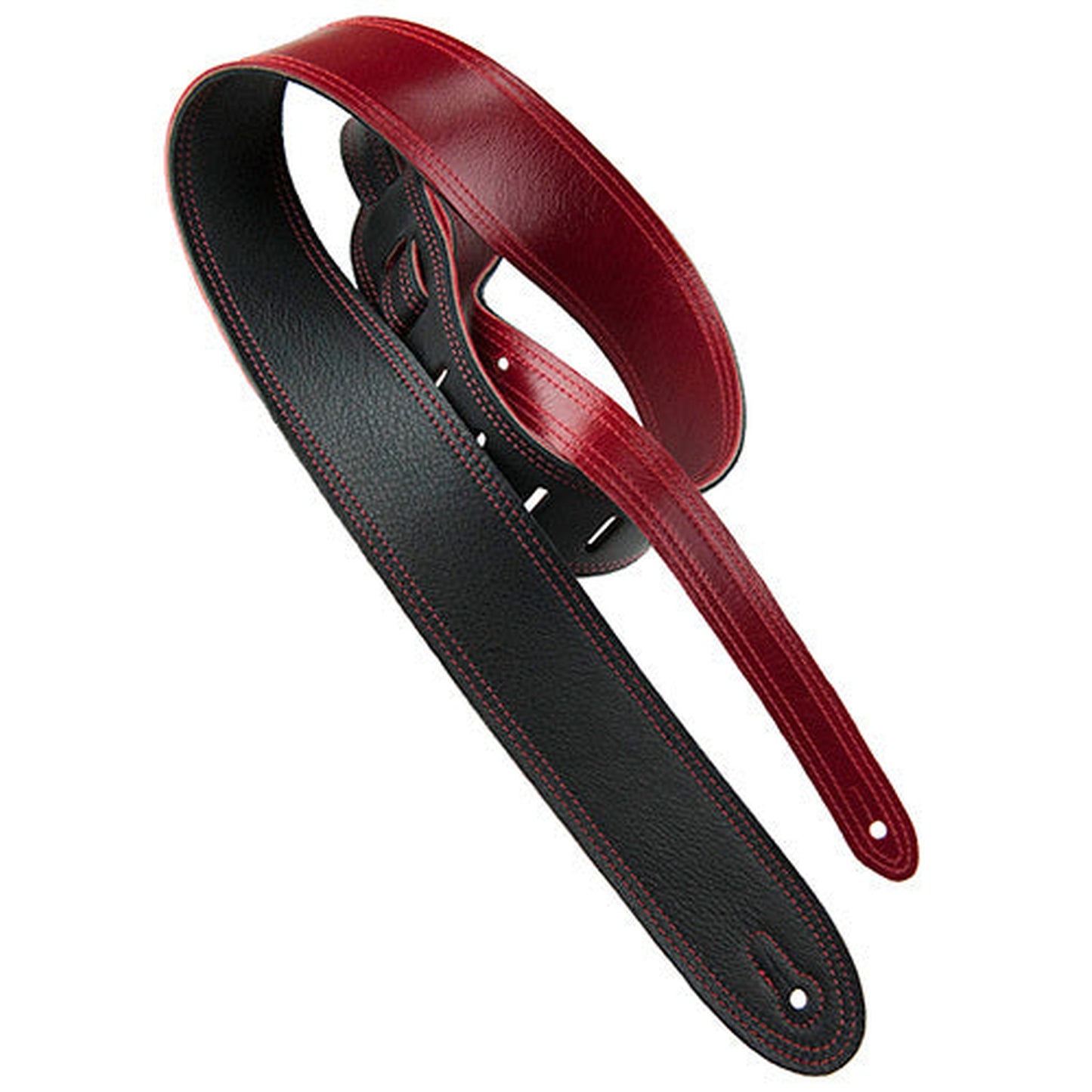 Perris Deluxe Soft Italian Leather Strap Black/ Cherry - Joondalup Music Centre