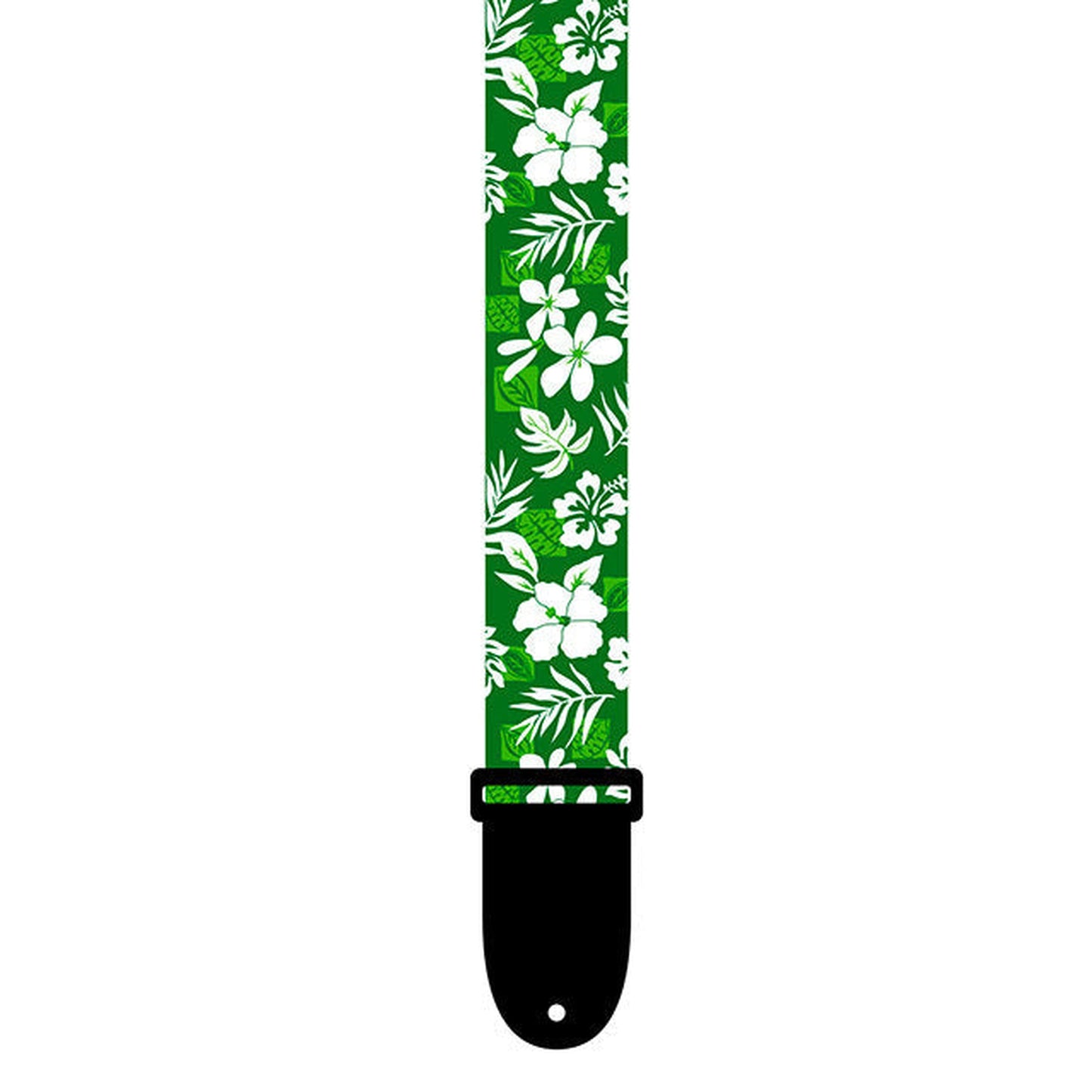 Perris Green & White Luau Floral Design Ukulele Strap - Joondalup Music Centre