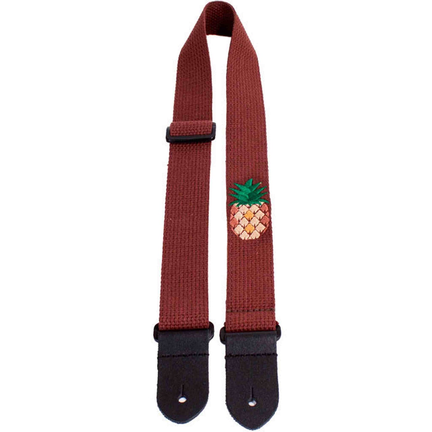 Perris Pineapple Embroider Ukulele Strap Brown - Joondalup Music Centre