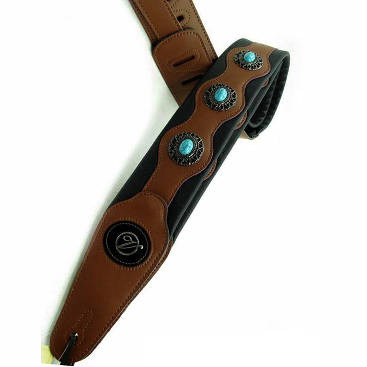 Vorson Turquoise Conchos Leather Strap Black/ Brown - Joondalup Music Centre