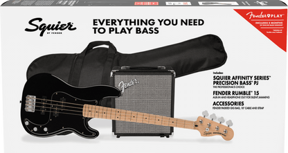 SQUIER AFFINITY SERIES PJ BASS PACK - BLACK - Joondalup Music Centre