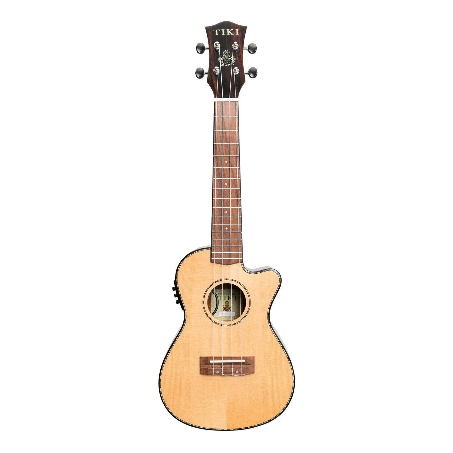 Tiki 22 Series Spruce Solid Top Electric Concert Ukulele w/ Hard Case - Natural Gloss - Joondalup Music Centre