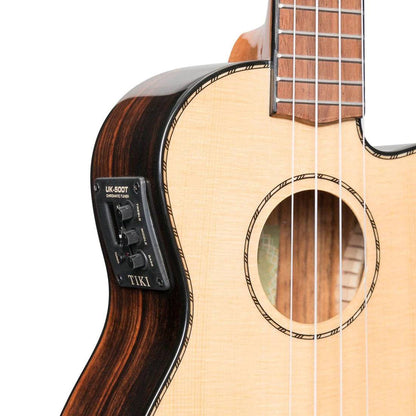 Tiki 22 Series Spruce Solid Top Electric Concert Ukulele w/ Hard Case - Natural Gloss - Joondalup Music Centre