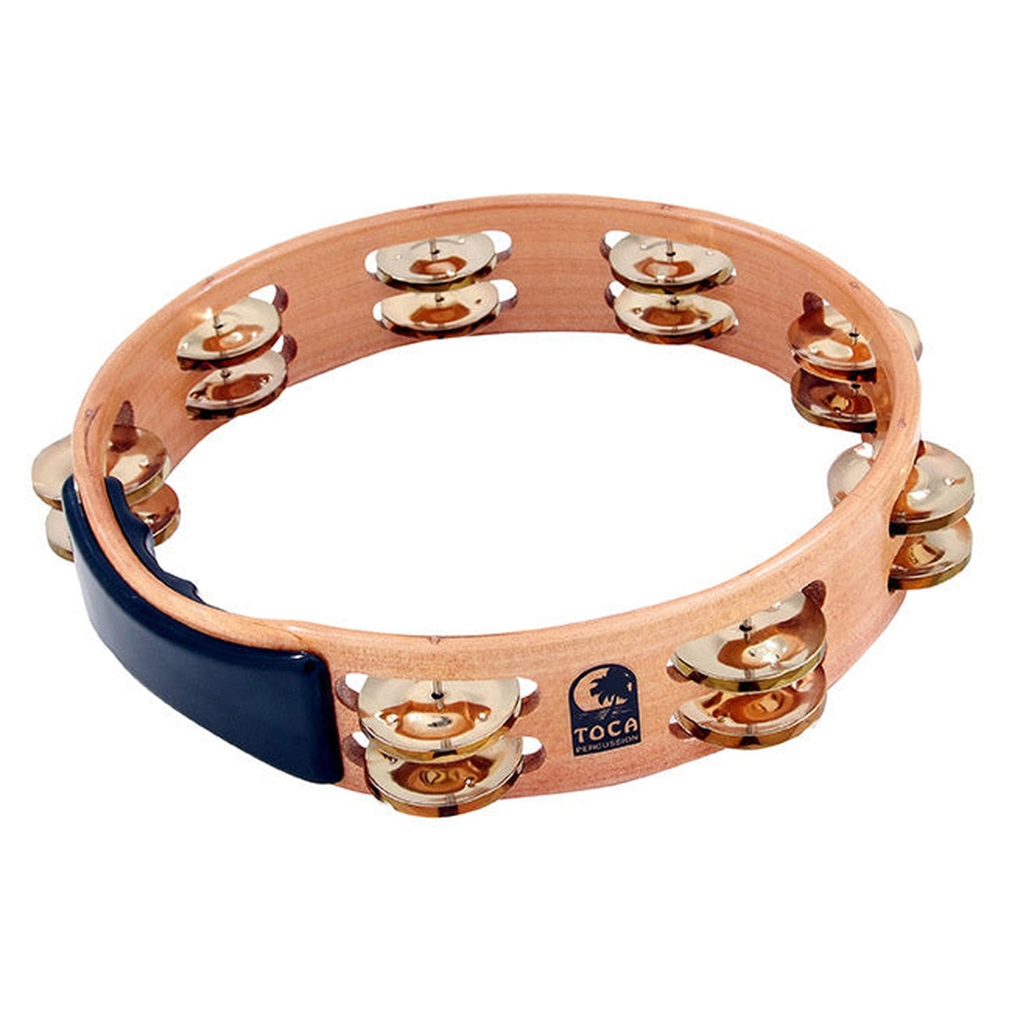 TOCA ACACIA HARDWOOD 10IN TAMBOURINE - BRASS JINGLES - 2 ROWS - Joondalup Music Centre