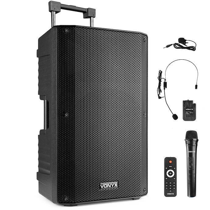 Vonyx VSA700-BP 15 Powered Speaker w/ Handheld & Headset Wireless - Joondalup Music Centre