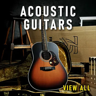 Sunburst acoustic dreadnought guitar resting in an open case — Acoustic Guitars category, view all