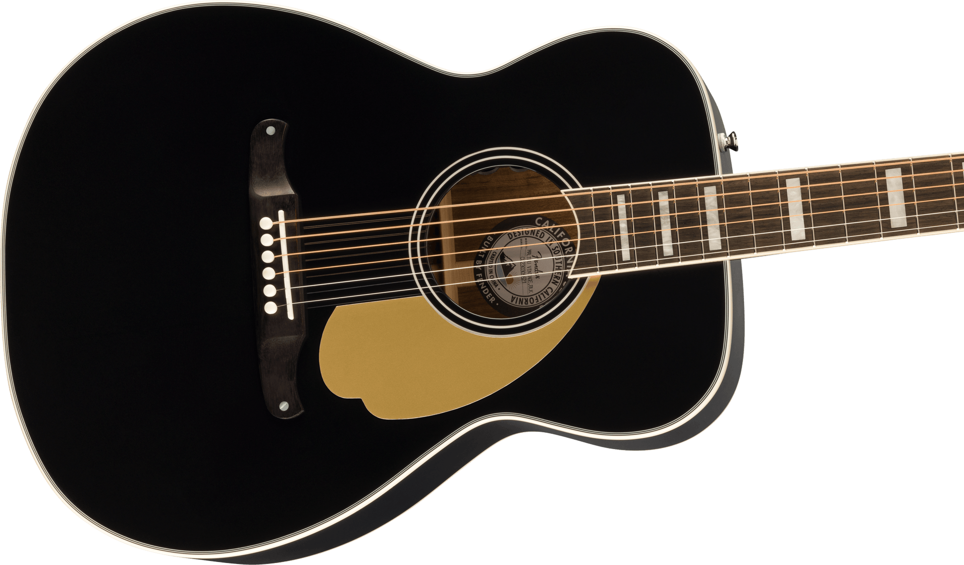 Fender California Vintage Malibu Acoustic Guitar w/Case - Black-ACOUSTIC GUITAR-Joondalup Music Centre