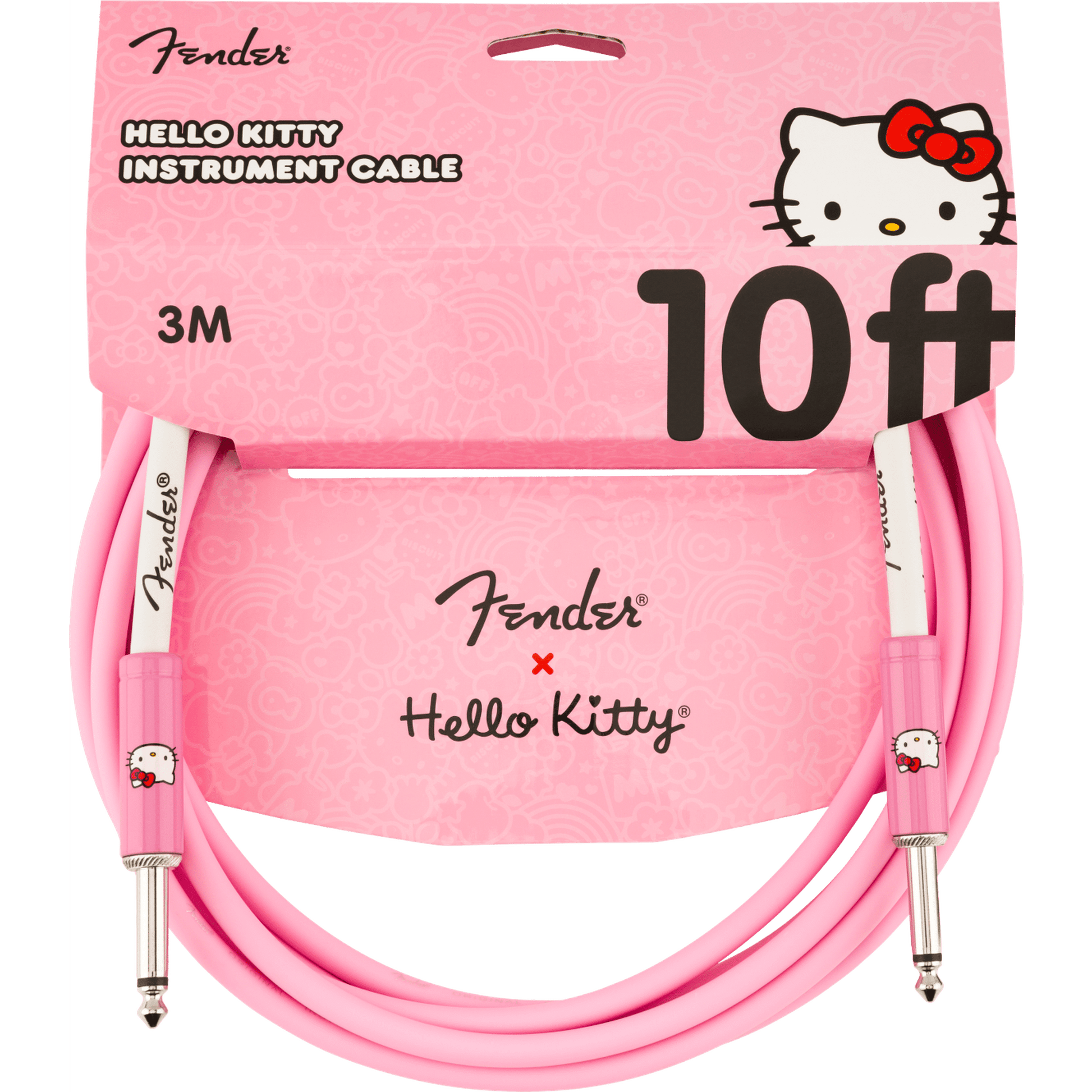 Fender Hello Kitty 10' Instrument Cable - Pink - CABLES & ADAPTORS - [shop-name]