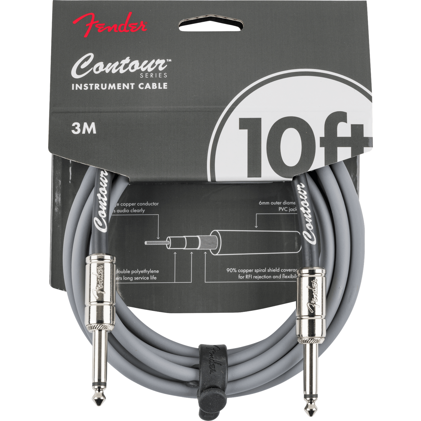 Fender Contour Instrument Cable - Inca Silver - 10ft