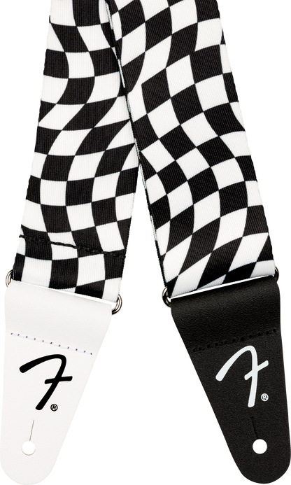 Fender Wavy Checkerboard Polyester Strap - Black/White - Joondalup Music Centre