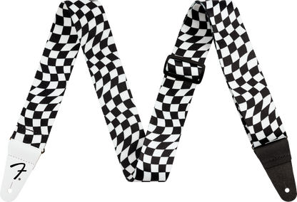 Fender Wavy Checkerboard Polyester Strap - Black/White - Joondalup Music Centre
