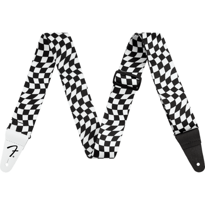 Fender Wavy Checkerboard Polyester Strap - Black/White - Joondalup Music Centre