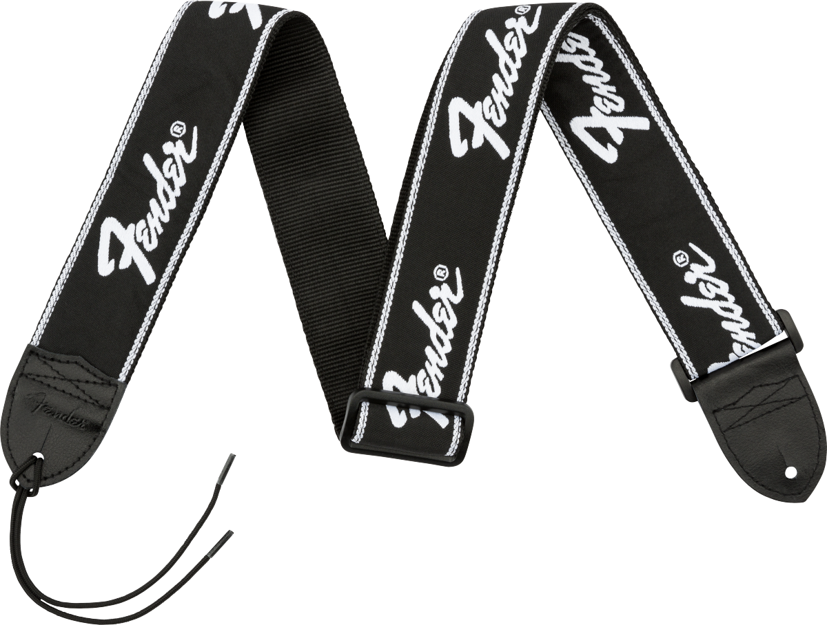 Fender Running Logo Strap - Black/White - Joondalup Music Centre
