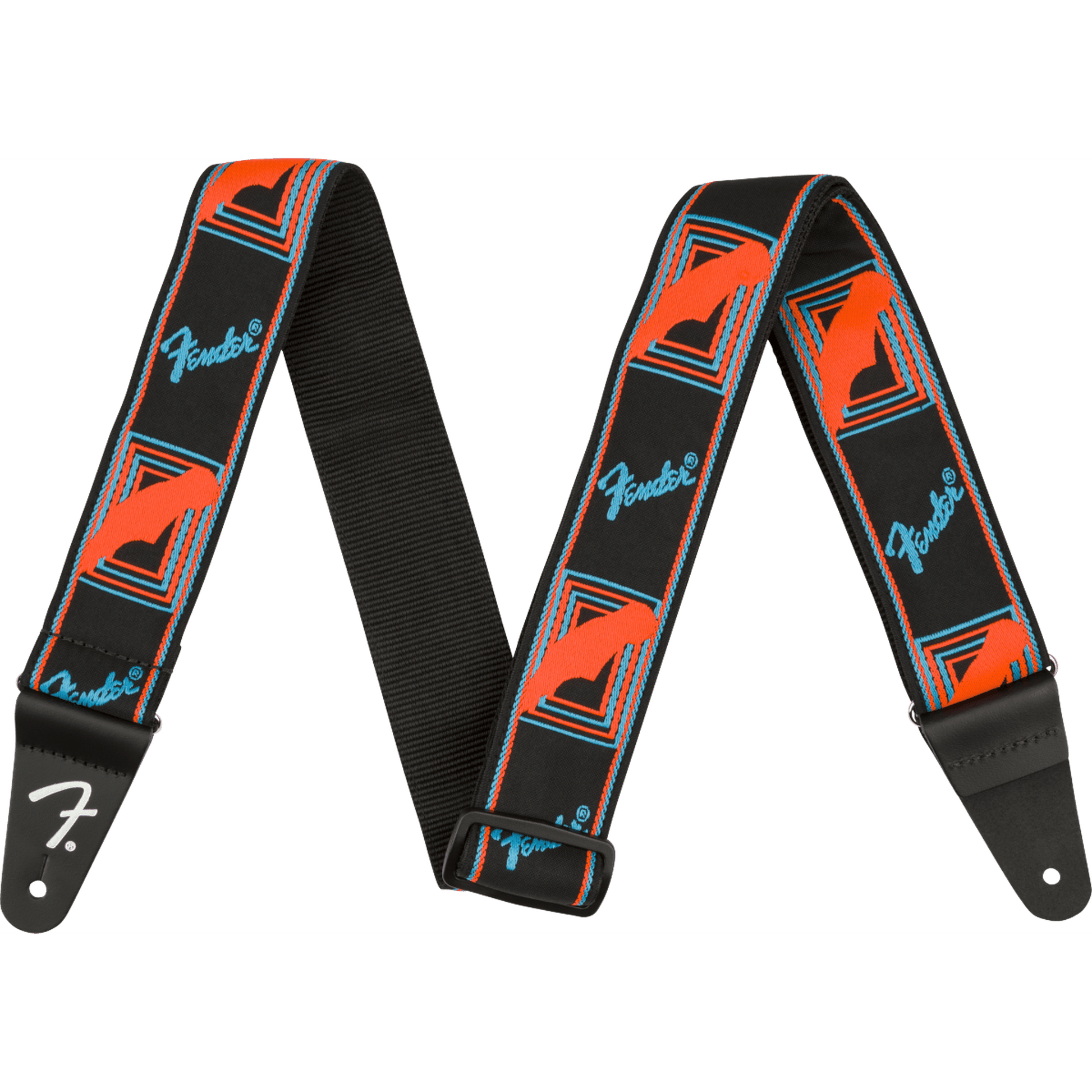 Fender Neon Monogram Strap - Blue/Orange - Joondalup Music Centre