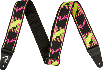 Fender Neon Monogram Strap - Yellow/Pink - Joondalup Music Centre