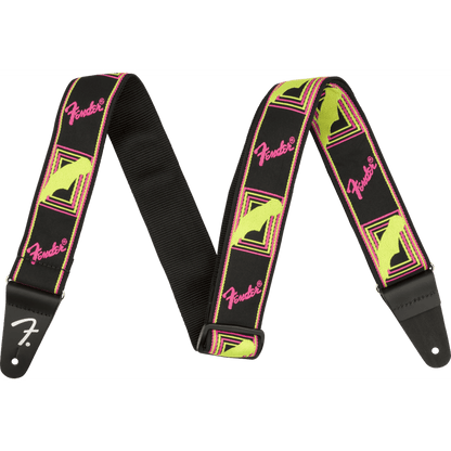 Fender Neon Monogram Strap - Yellow/Pink - Joondalup Music Centre