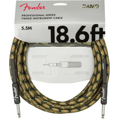 Fender Professional Series Instrument Cable 18.6' - Woodland Camo