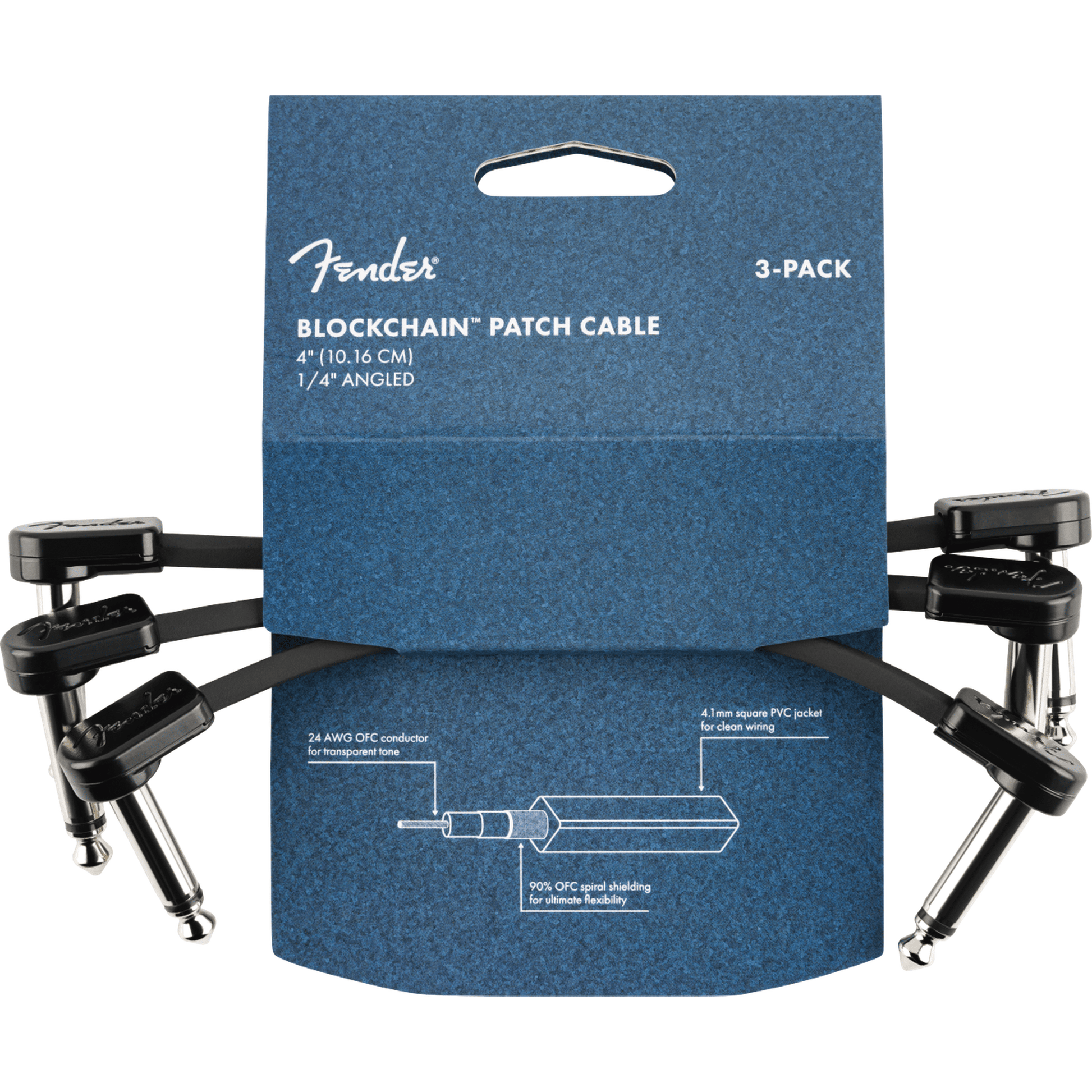 Fender Blockchain 4" Patch Cable - 3-Pack-CABLES & ADAPTORS-Joondalup Music Centre