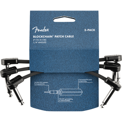 Fender Blockchain 4" Patch Cable - 3-Pack-CABLES & ADAPTORS-Joondalup Music Centre
