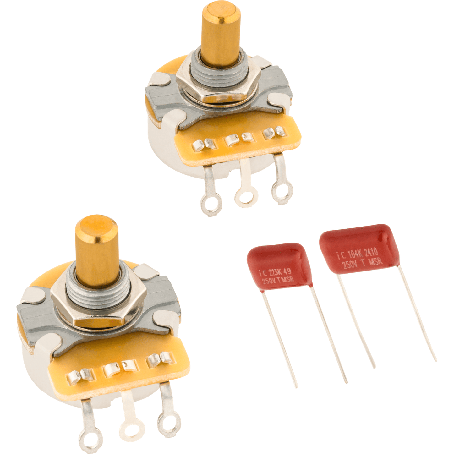 Fender Telecaster Solid Shaft Potentiometer and Capacitor Kit, 2-Pack