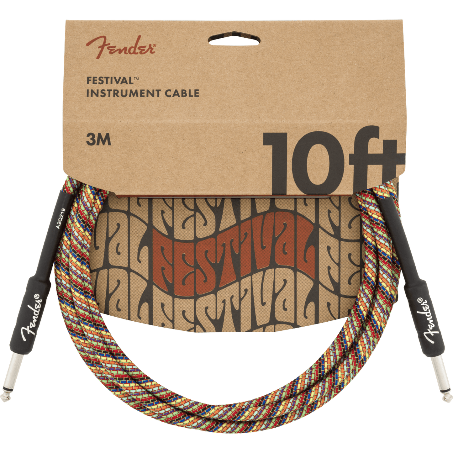 Fender Festival Instrument Cable, Straight/Straight, 10' - Rainbow
