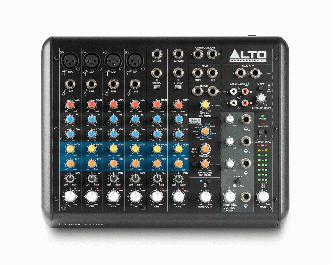 Alto TrueMix 800FX 8-Channel Mixer with USB, Bluetooth & FX