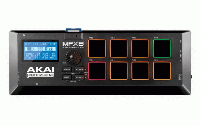 Akai MPX8 USB MIDI 8-Pad Controller with SD Player