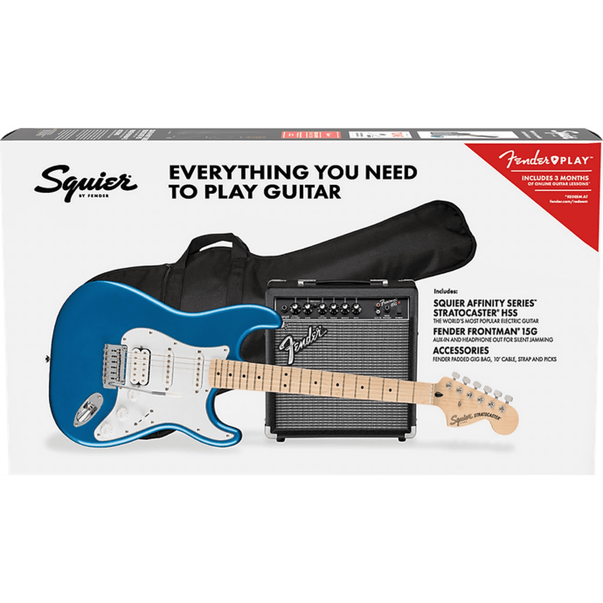 Squier Affinity Stratocaster HSS Electric Guitar Pack - Lake Placid Blue - Joondalup Music Centre