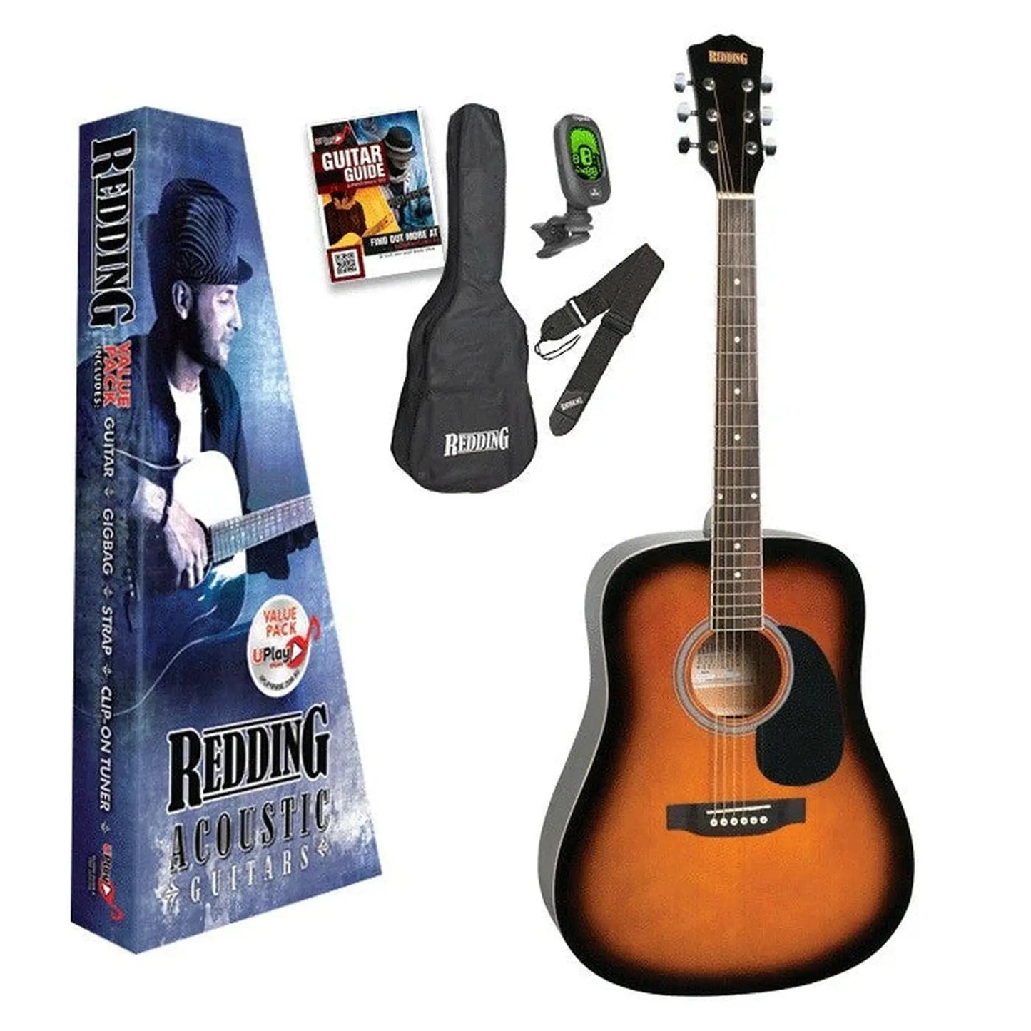 Redding RED50PKTS Left Handed Acoustic Guitar Pack - Sunburst