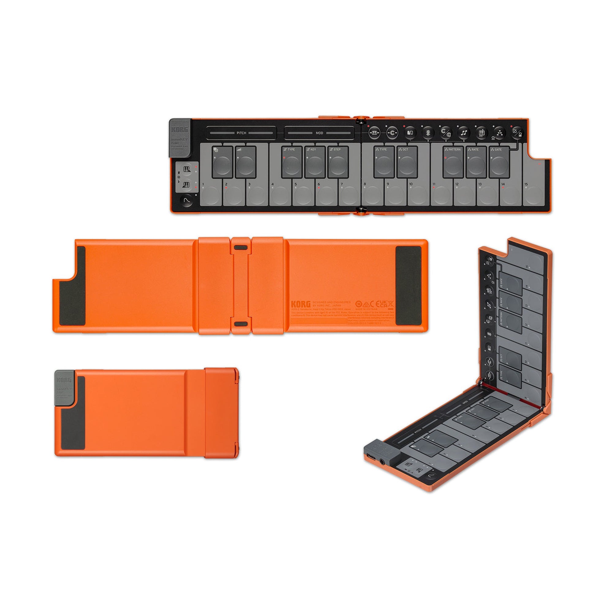 Korg nanoKEY Fold 25-Key Foldable MIDI Keyboard - Lava Orange - MIDI - [shop-name]