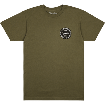 Fender Stratocaster 70th Anniversary Badge T-Shirt Olive - Large - APPAREL - [shop-name]