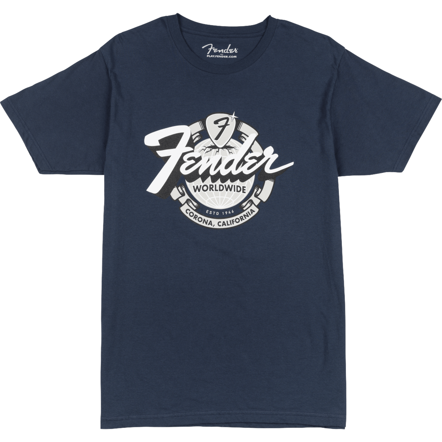 Fender 'World Wide' Tee T-Shirt Navy - Large