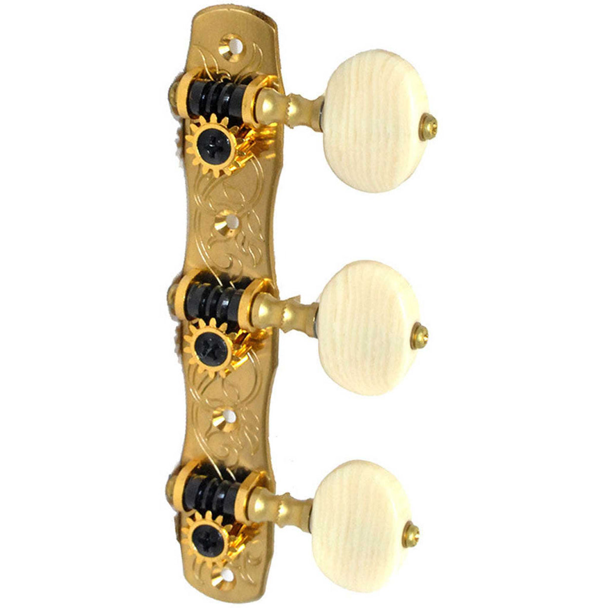 Gotoh 35G1800 Classical Guitar Tuning Machines on Decorative Plate in Solid Brass Finish (3+3)