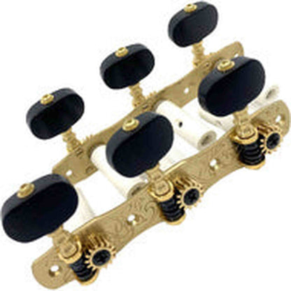 Gotoh 35G1800 Classical Guitar Tuning Machines on Decorative Plate in Solid Brass Finish (3+3)