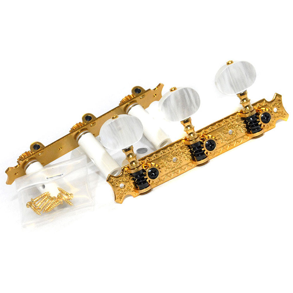 Gotoh 35G620 Classical Guitar Tuning Machines on Decorative Plate in Gold Finish (3+3)