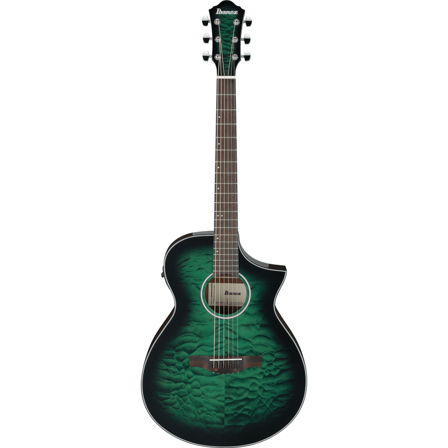 Ibanez AEWC16QA Auditorium Acoustic Guitar - Transparent Emerald Burst