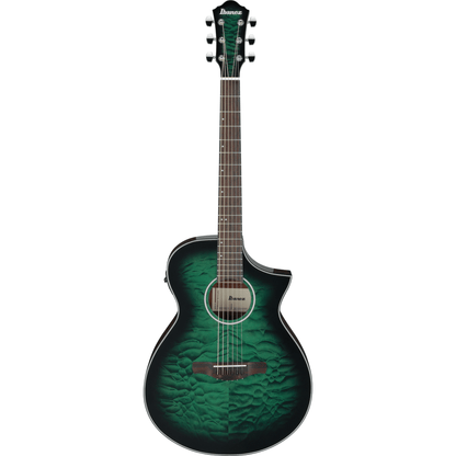 Ibanez AEWC16QA Auditorium Acoustic Guitar - Transparent Emerald Burst