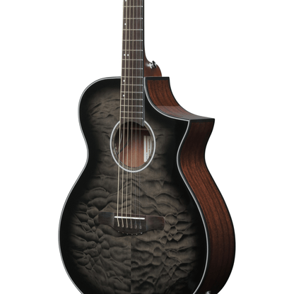 Ibanez AEWC16QA Auditorium Acoustic Guitar - Transparent Black Sunburst body