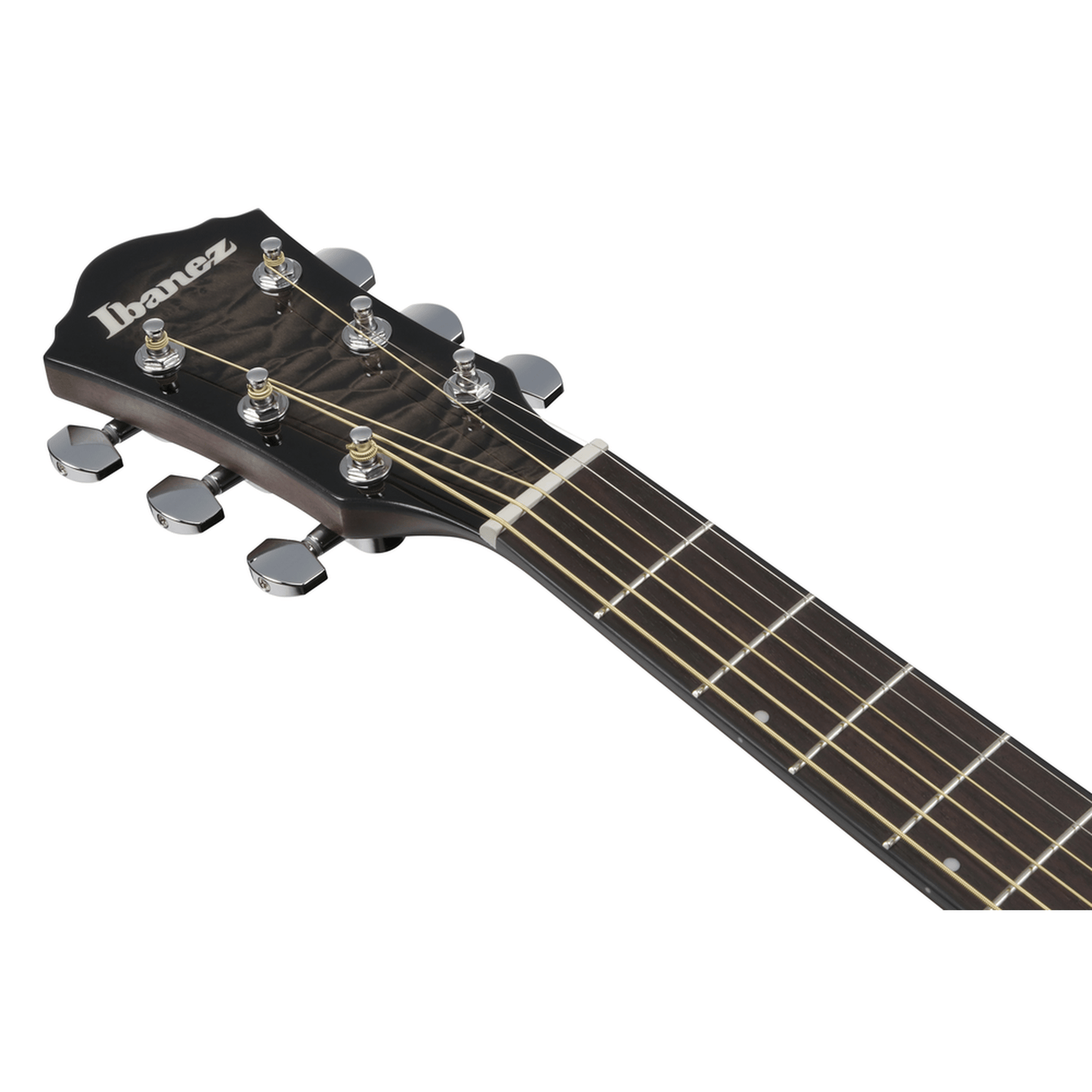 Ibanez AEWC16QA Auditorium Acoustic Guitar - Transparent Black Sunburst neck