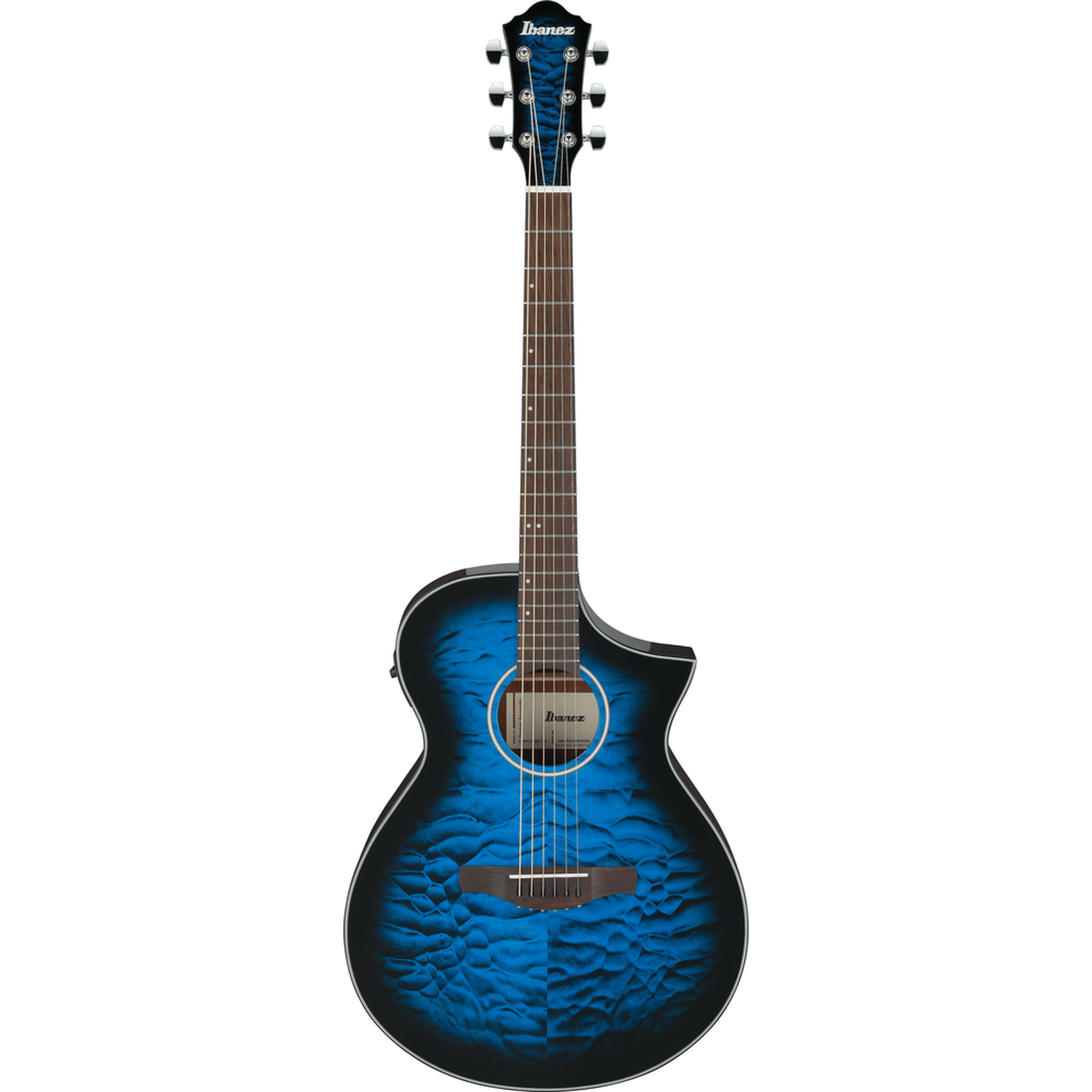 Ibanez AEWC16QA Auditorium Acoustic Guitar - Transparent Blue Sunburst